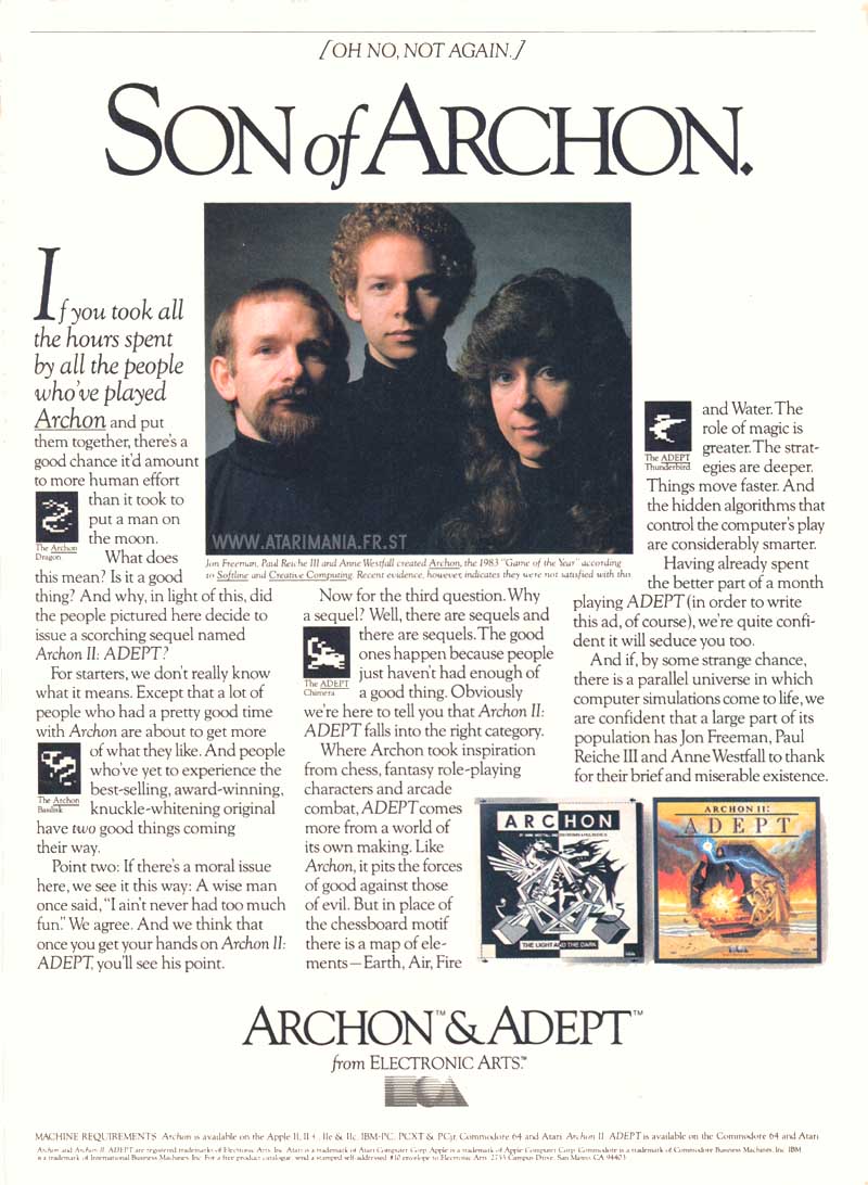 Archon ad in a 1980s videogame magazine