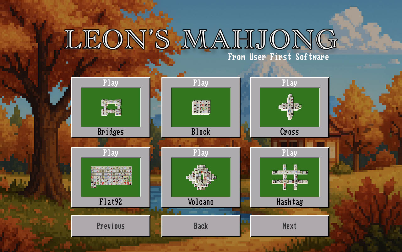 Leon’s Mahjong board selection screen