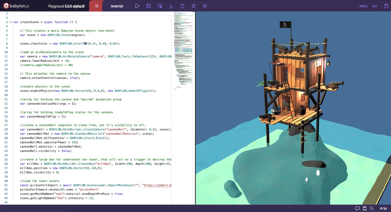 Babylon.js Playground interface