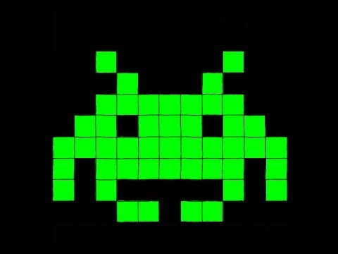 Space Invaders classic videogame in pixel art