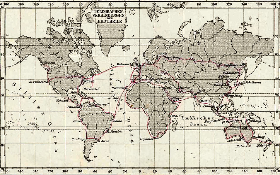 Historical telegraph map